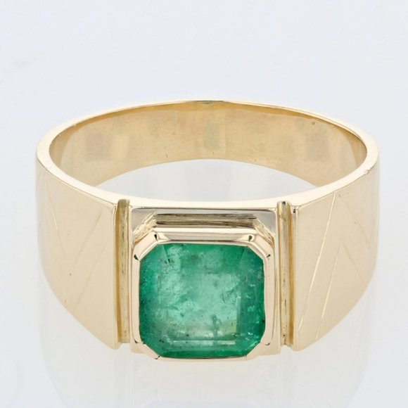 Other - Vintage Men's 18K Yellow Gold Emerald Anniversary / Cocktail Ring